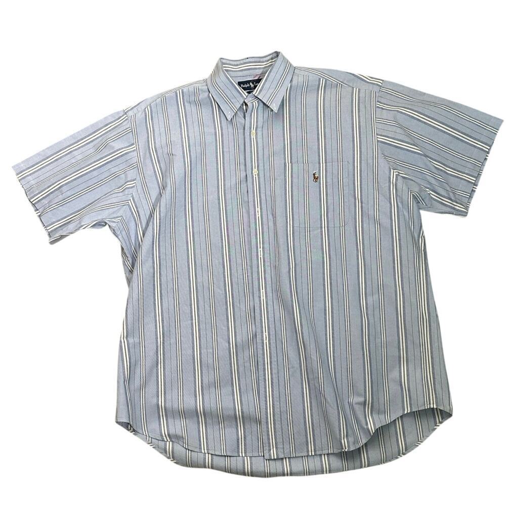 Polo Ralph Lauren Mens Blake Blue Stripe Oxford Button Down 100% cotton Shirt XL